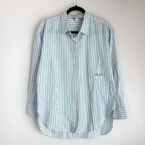 Kerri Rosenthal Turks Maddie Original Shirt Striped Button Down Pink Turquoise S